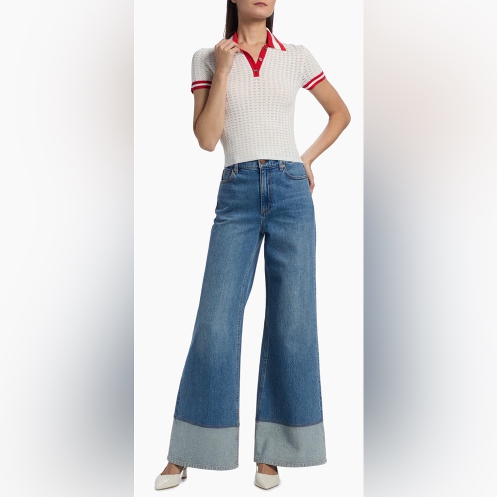 Alice + Olivia Martha Pointelle Polo Shirt - Picture 5 of 8